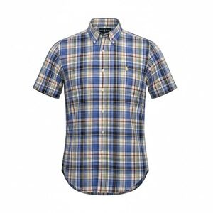 Ralph Lauren Button Down Shirt Men's XL Blue Madras Plaid Short Sleeve Preppy